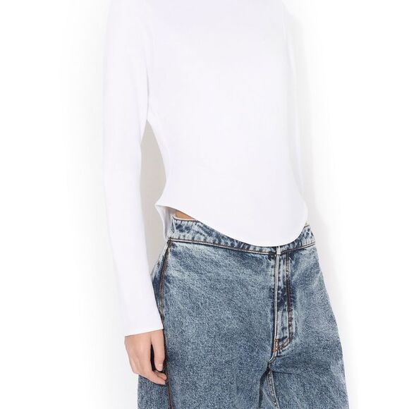 Alaia Women Petal Denim Pants With Side Slit - Picture 3 of 5